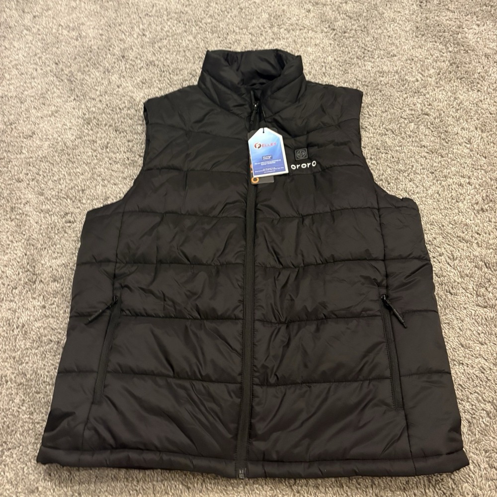 Ororo Black Quilted Heated Vest Full Zip Puffer Medium *VEST Only Winter Warmth